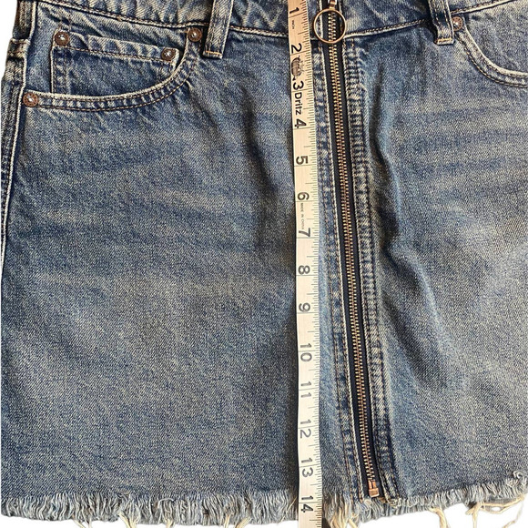 NWT FP We The Free Zip Front Blue Denim Mini Skirt - Picture 9 of 10